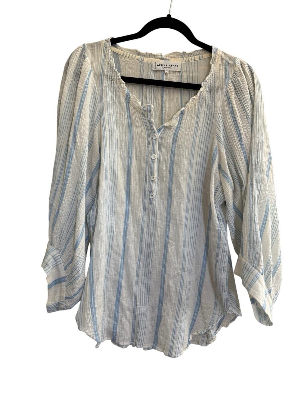 Apiece Apart Everlasting Blouse Women's 8 Stripe Casual Balloon Sleeve #NE142
